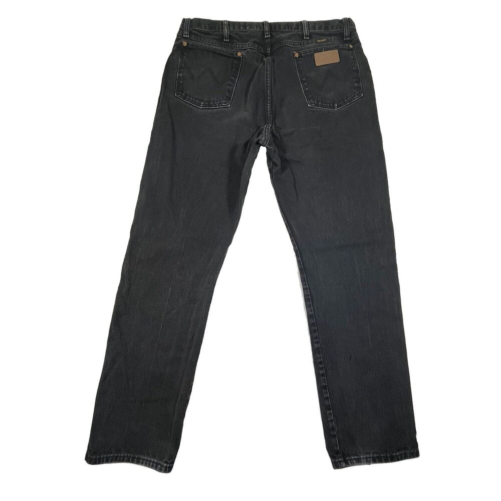 Vintage 90s Wrangler Black Faded Jeans 36x33 Straight Leg USA Made